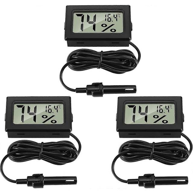 (As show, One size) 3pcs Digital Thermometer Hygrometer Mini Probe Thermometer Temperature Hygrometer Reptile Incubator Poultry Office Living Room