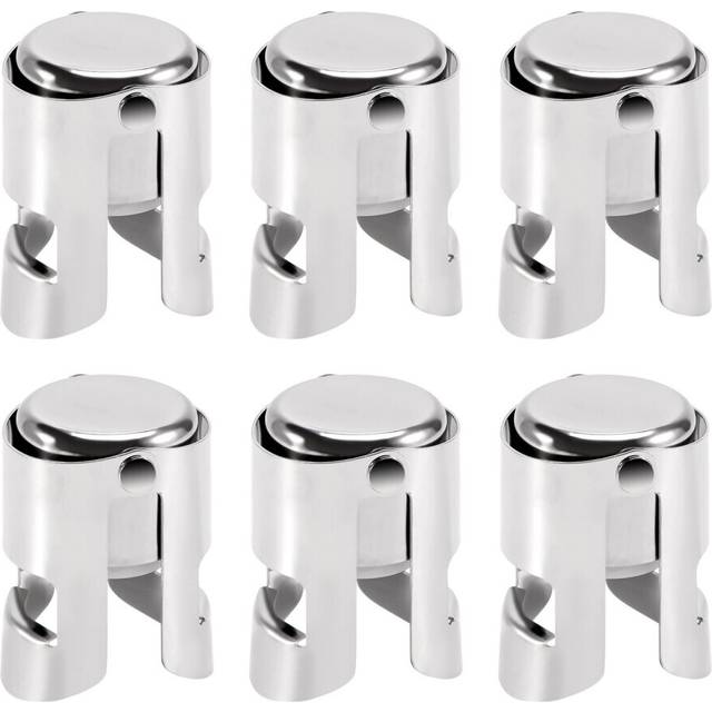 6PCS Stainless Steel Champagne Wine Bottle Stopper Portable Sealer Bar Stopper Wine Stopper Sparkling Wine Champagne Cap