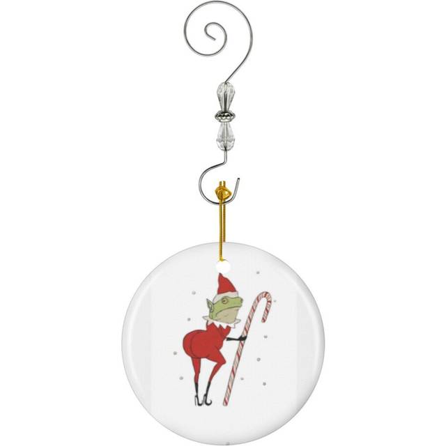 (New Year's Toad Frog With Christmas Booty_6167) Christmas Ornaments Ceramic with Crystal Hook Xmas Handmade Tree Decorations KeepsakeÂGifts Stocking