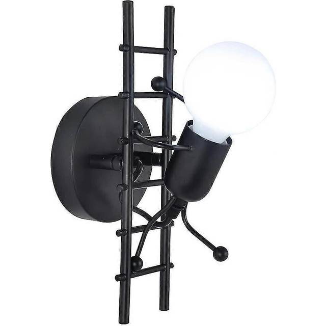 (As show, One size) Indoor Wall Sconce Lamp Modern Led Wall Lamp, E27 Vintage Metal Lamp For Bedroom Kids Room Corridor Restaurant Staircase (black)
