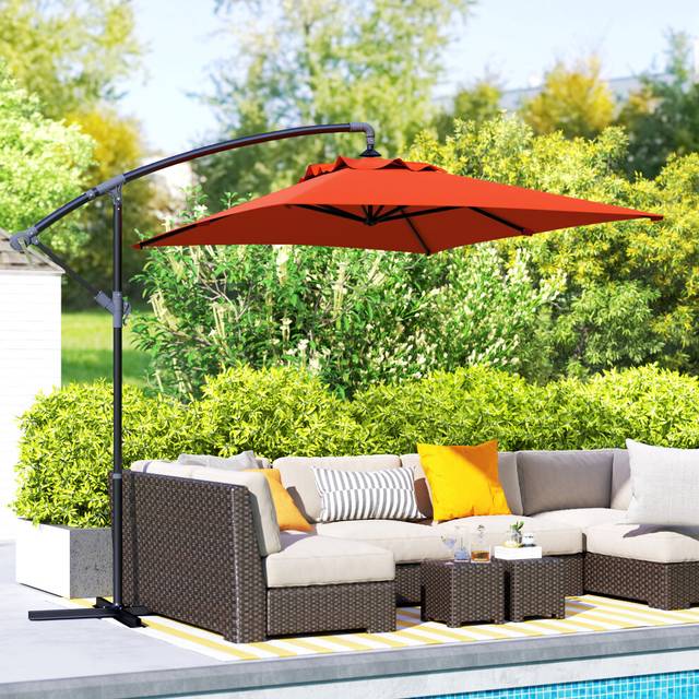 Outsunny Orange Crank and Tilt Cantilever Parasol with Cross Base 3m