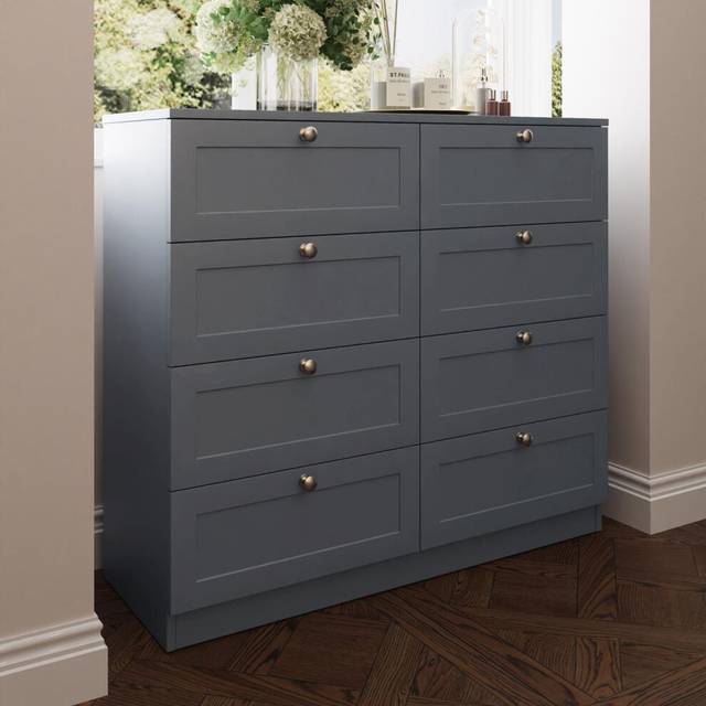 8 Drawer Dark Grey Chest Of Drawers Panelled - Fwstyle