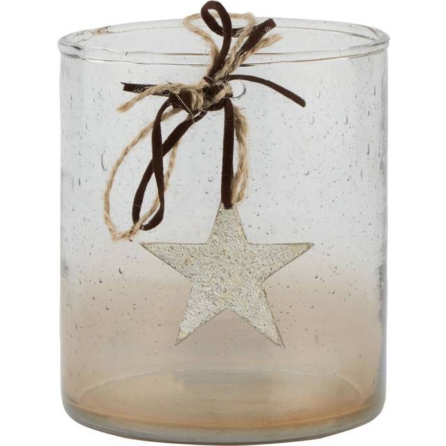 Coffee Ombre Collection Large Candle Holder Votive with Star - Glass - L10 x W10 x H12 cm