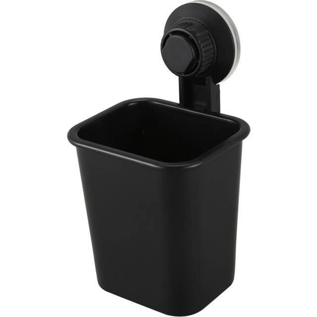 1 PC Mrosaa Suction Cup Toothbrush Cup Holder Rack Plastic Tumbler Holder Toothpaste Storage Box for Kitchen Bathroom Toilet black