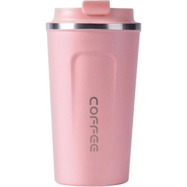(pink, L) Stainless Steel Coffee Cup Leakproof Insulated Thermal Cup Car Portable Travel Coffee Mug