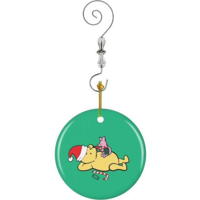 (Christmas Classic Winnie The Pooh With Piglet-4857) Christmas Ornaments Ceramic Charm with Hook Crystal Handmade Xmas Tree Decorations KeepsakeÂStoc
