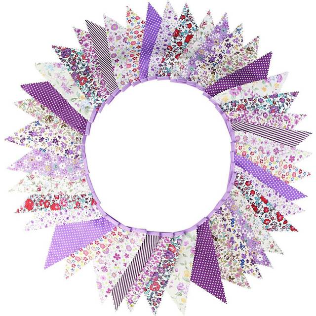 Fabric Bunting Banner 42 Flags 12M Cotton Party Bunting Garden Garland Playroom Wedding Birthday Parties Decoration B
