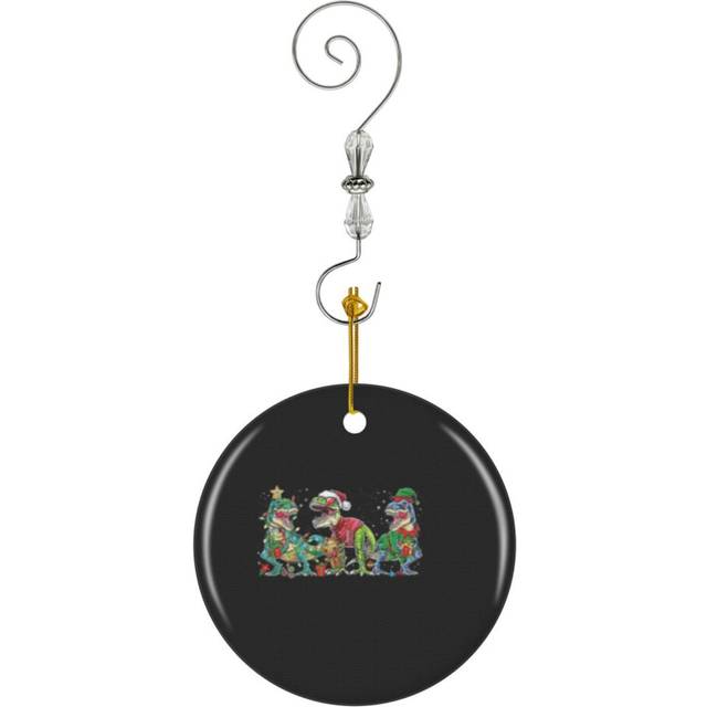 (Christmas Dinosaur Tree Rex Xmas Gifts-6442) Christmas Ornaments Ceramic Charm with Hook Crystal Handmade Xmas Tree Decorations KeepsakeÂStocking St
