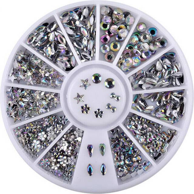 3D Nail Art Rhinestones in Wheel Glass Crystals Gems Beads Charms Glitter Decors