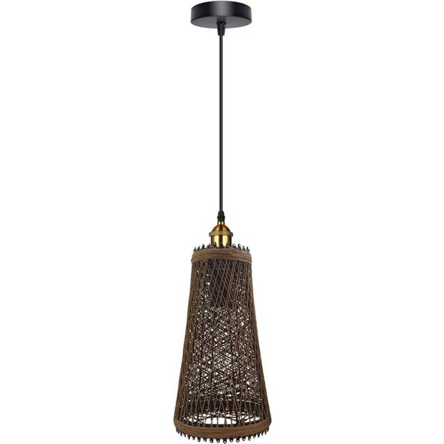 Natural Rattan Wicker Vintage Industrial Style Single Ceiling Pendant Light Shade