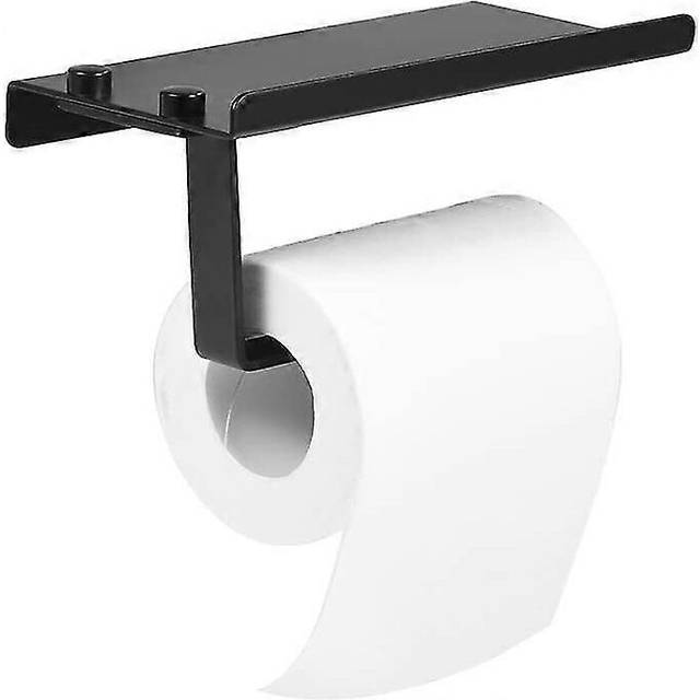 (As show, One size) toilet paper holder toilet paper holder wall mounted with space aluminum shelf toilet bathroom