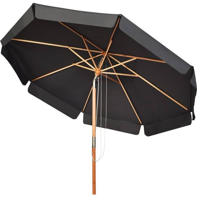 3m Garden Parasol Tilt Bar Market Table Umbrella w/Valance and 8 Solid Ribs