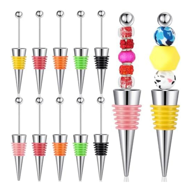 12Pcs Beadable Wine Stopper for Bottle Saver