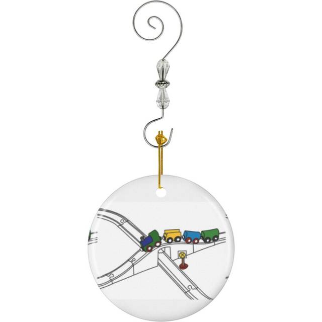 (Train Set Toy-10372) Christmas Ornaments Ceramic Charm with Hook Crystal Handmade Xmas Tree Decorations KeepsakeÂStocking Stuffer