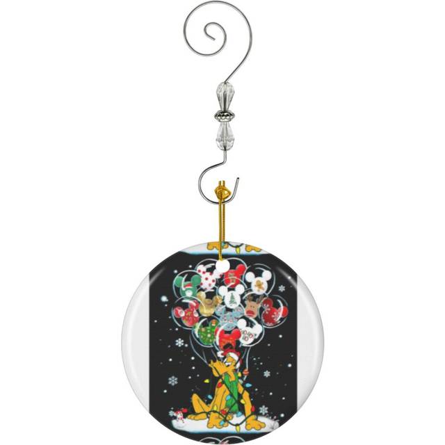 (Birthday Gifts Merry Christmas Cute Character Cartoon Pluto Balloon Ballo Idol Gift Fot You-3587) Christmas Ornaments Ceramic Charm with Hook Crystal