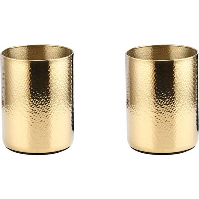 2X Stainless Steel Champagne Bucket Home Hammered Ice Wine Bucket KTV Wine Cooler Ice Square Bucket Beer Bucket,Gold