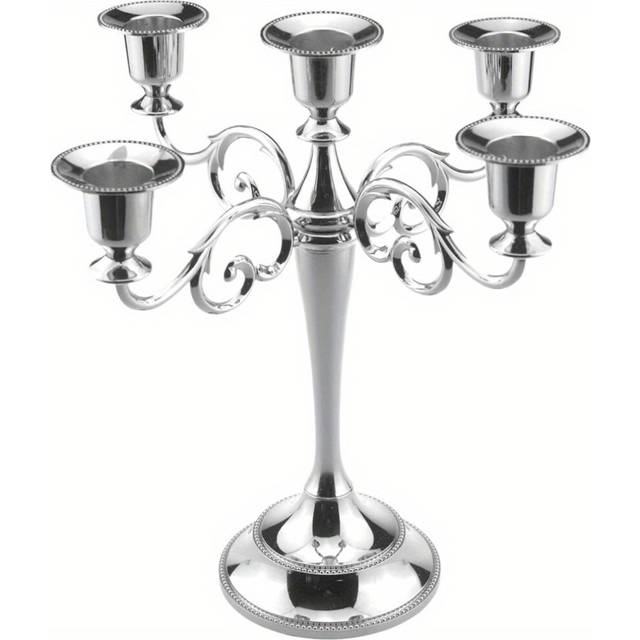 (Silvery) Metal Candle Stand Candle Holder Table Candlestick Holders Retro Vintage Candlesticks Chic Decor For Home Wedding Christmas Party Candle Dec