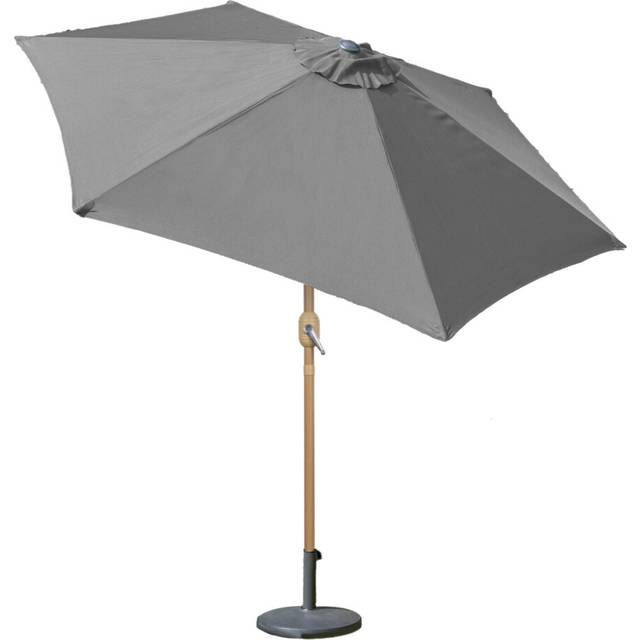 (Dark Grey) GardenKraft 2.7m Outdoor Parasols with Wooden Effect Pole