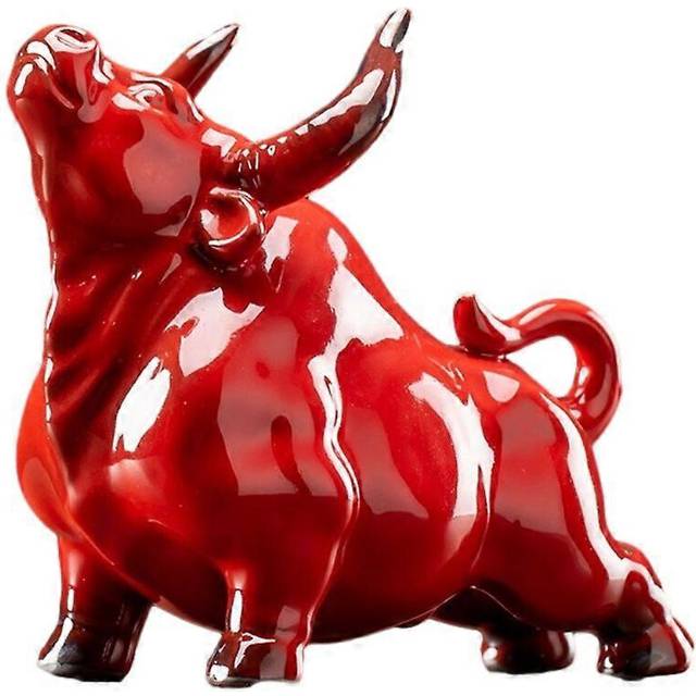 (A, Red) Creative cow ornaments home living room office desk lucky decoration mascot