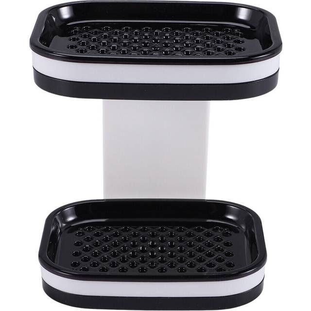 Strong Double Layer Soap Dish with Drain Adhesive Bar Soap Holder Case with Drawer,Sponge Holder Tray for Shower,Kitchen