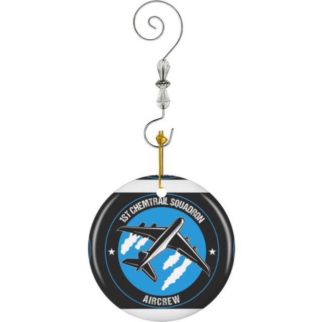 (Chemtrail Squadron Aircrew Funny Aviation Pilot Gift-3479) Christmas Ornaments Ceramic Charm with Hook Crystal Handmade Xmas Tree Decorations Keepsak