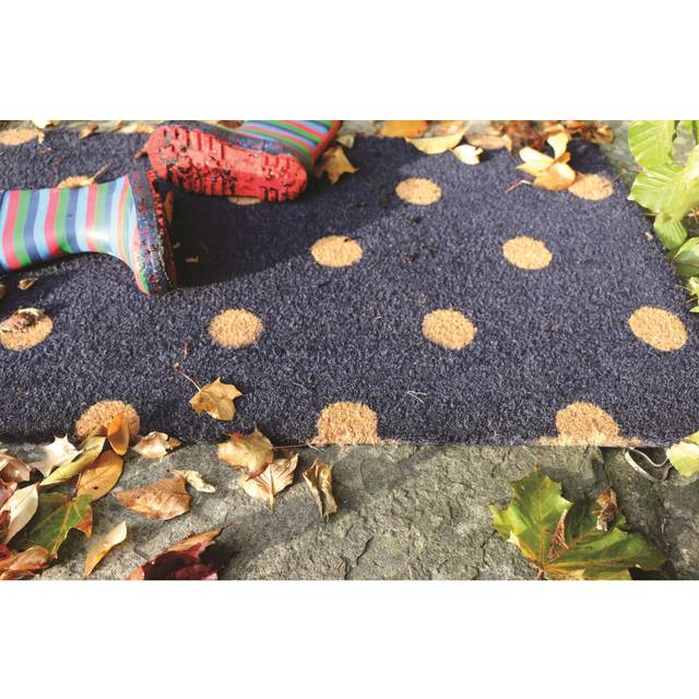 (Polka Dots) Printed Entrance Door Mat Natural Coconut Coir Latex Backed Doormat in 45x75