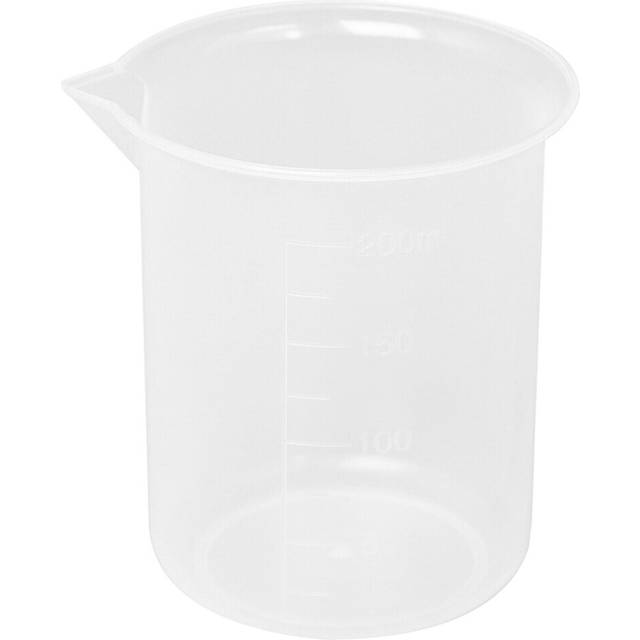 Kitchen Lab Graduated Beaker Clear Plastic Measuring Cup Thicken with Cap Measuring Jug 200mL 2pcs