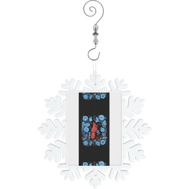 (Christmas Bird Folk Art=8646) Christmas Ornament Snowflake Tree Decoration Car Hanging Charm Gift with Hook Keepsake for Friends Family