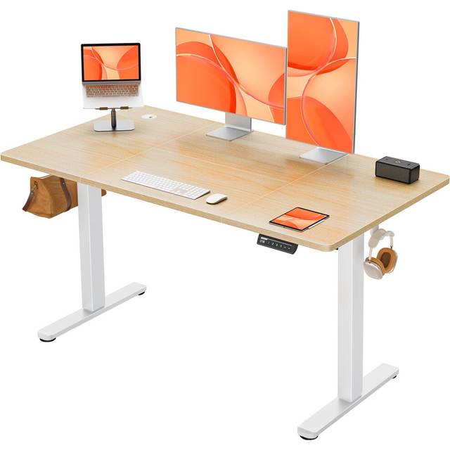 ErGear Electric Standing Desk, Height Adjustable Desk 140 x 70cm, Computer Desk with 4 Memory Smart Pannel, Home Office Desk with Splice Board