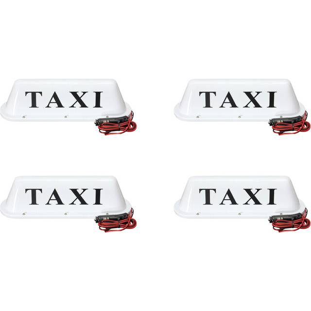 4X White Waterproof Taxi Magnetic Base Roof Top Car Cab LED Sign Light Lamp 12V PVC
