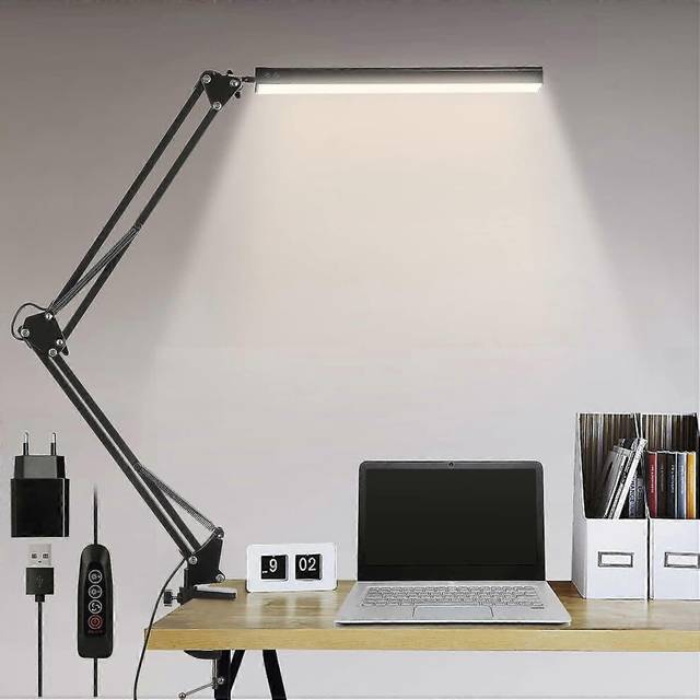 (As show, One size) Led Desk Lamp, 14w Folding Architect Table Lamp With Clamp, 10 Brightness Levels X 3 Color Modes, Adjustable Table Lamp, Eye Prote