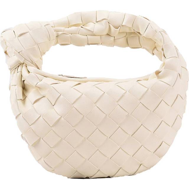 (white, One size) Women Handbag Shoulder Bag Soft Leather Woven Hobo Knotted Strap Bag Purse Crossbody Bag Multi-color optional