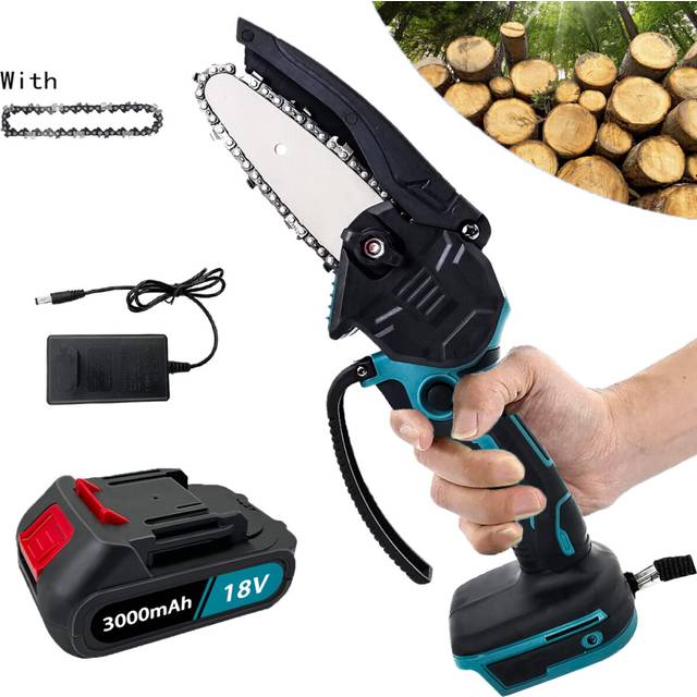 "(1x4"" Chainsaw+1x3.0A Battery+Charger) Mini Chainsaw Cordless One-Hand Electric Garden Saw 4 Inch-Makita Compatible"