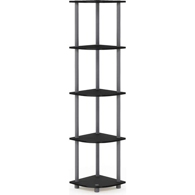 Furinno Turn-N-Tube 5 Tier Corner Display Rack Multipurpose Shelving Unit, Black/Grey