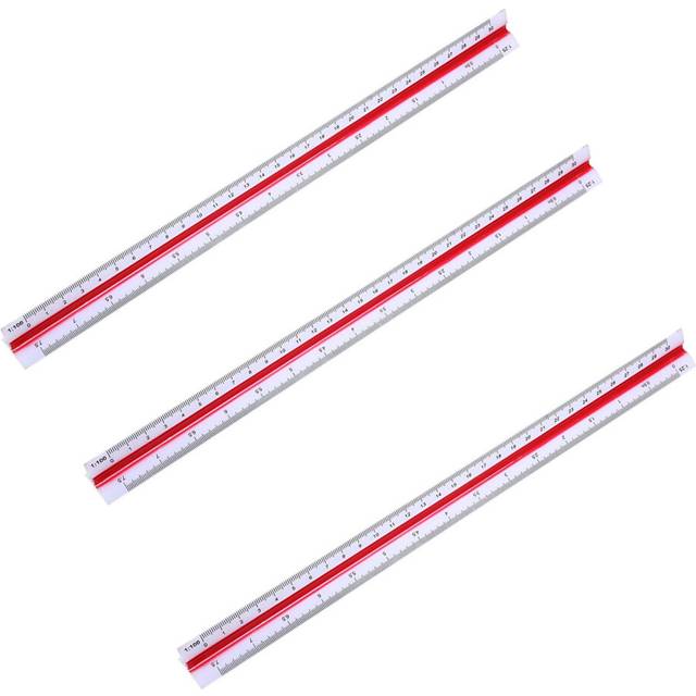 3pcs 1:20 1:25 1:50 1:75 1:100 1:125 Plastic Triangular Scale Ruler