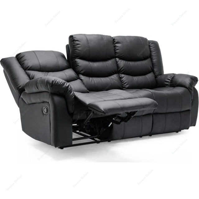 (3 Seater Sofa) SNOOZE Online Black Leather Recliner 3 and 2 Seater Sofa Sets Arm Chair 3+2 Sofa For Living Room
