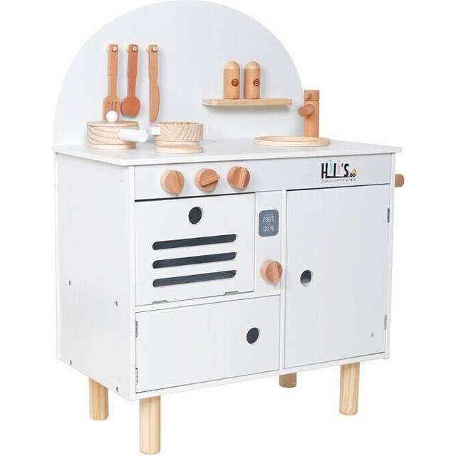 (White) Kids Large Wooden Kitchen Play Set Toddler Pretend Play Chef Kitchen Set