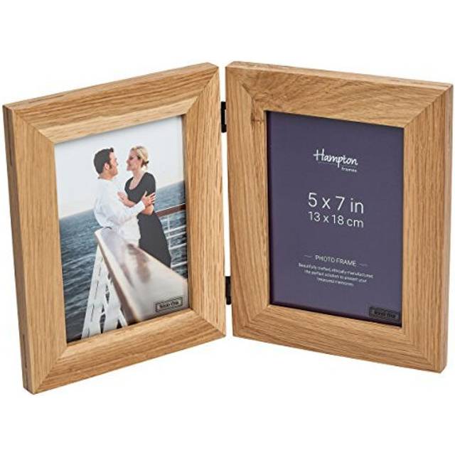 Hampton Frames NEW ENGLAND Solid Oak Wood Photo Frame (Hinged Double 5x7 (13x18cm))