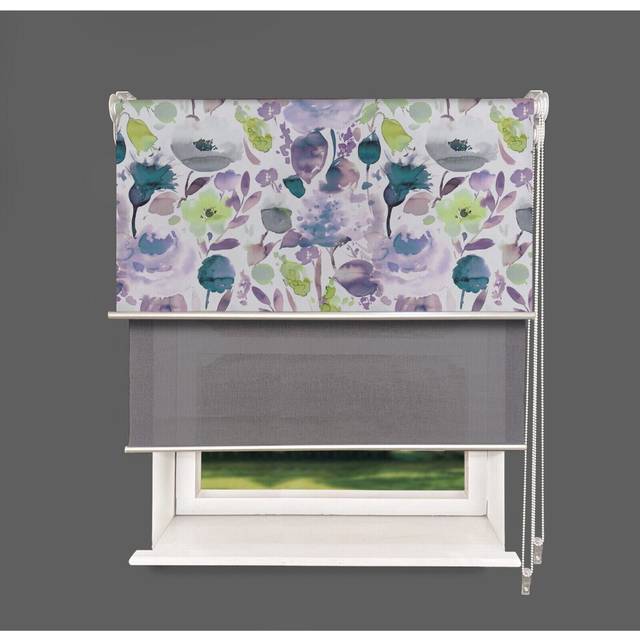 (60 cm Width x 140 cm Drop, Winter) Lister Cartwright Floral Double Blackout Roller Blind Privacy Shades Roller Blinds Child Safety