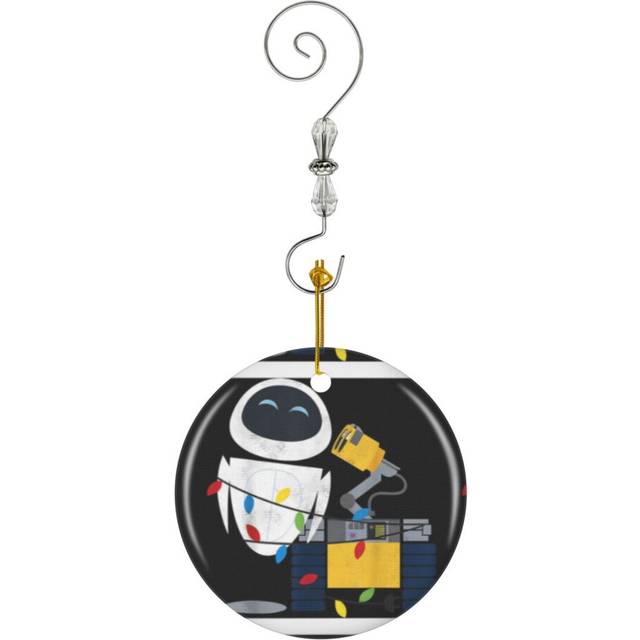 (Disney Pixar Wall-E Eve Christmas Light Wrap Graphic-1454) Christmas Ornaments Ceramic Charm with Hook Crystal Handmade Xmas Tree Decorations Keepsak