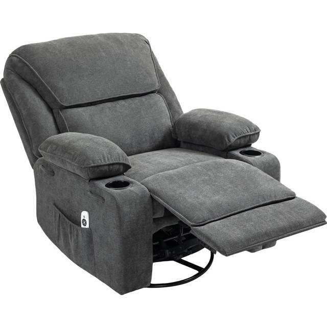 Latitude Run Modern Swivel and Rocking Recliner with Heating and Massage Black 104cm H X 96cm W X 100cm D