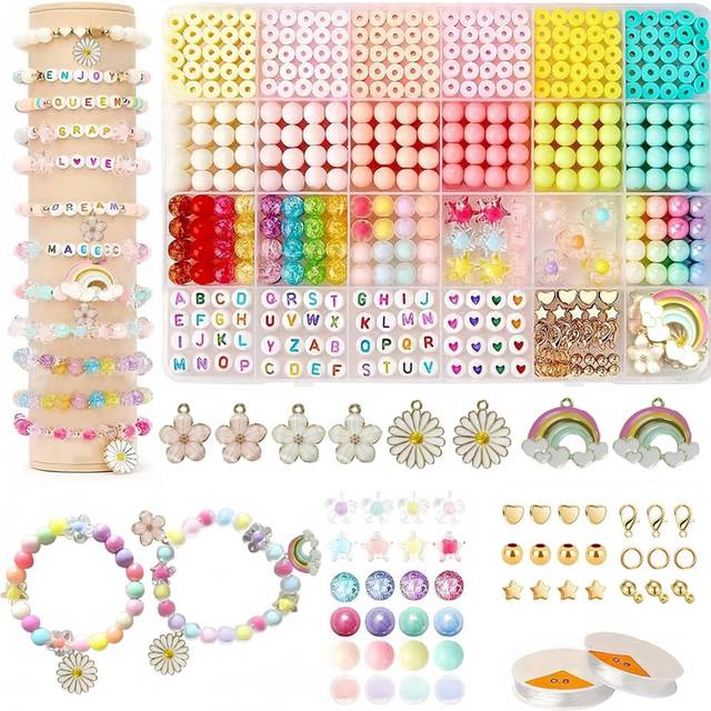 18 Style Beads for Jewelry Making Clay Beads&Crystal Beads Friendship Bracelet Kit Jewelry Making Kit for Girls 8-12 Bracelet Making Kit Charms for Je
