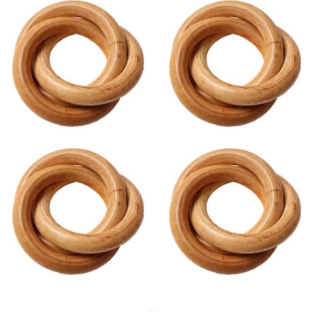 4Pcs Wood Napkin Rings, Wood Circles for Macrame Napkin Buckles, Napkin Ring Holders for Farmhouse, Wedding, Table Decor