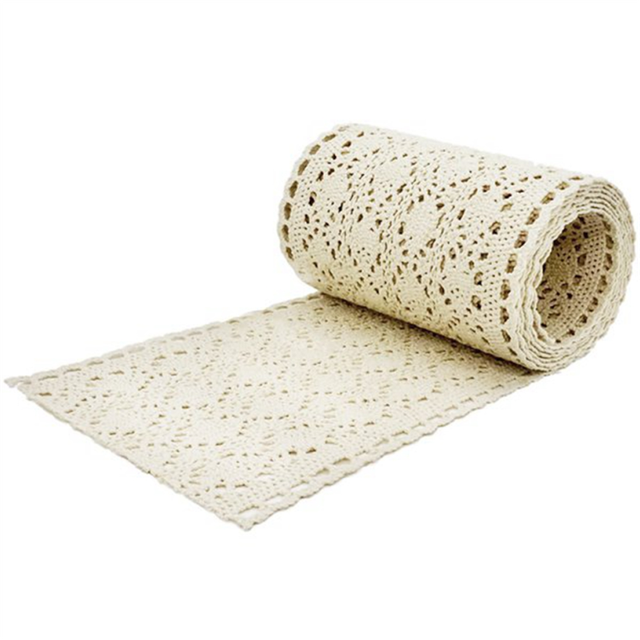 Table Runner Macrame for Wedding in Boho Style Beige Cream Table Runner Vintage Crochet Rustic 15X200Cm