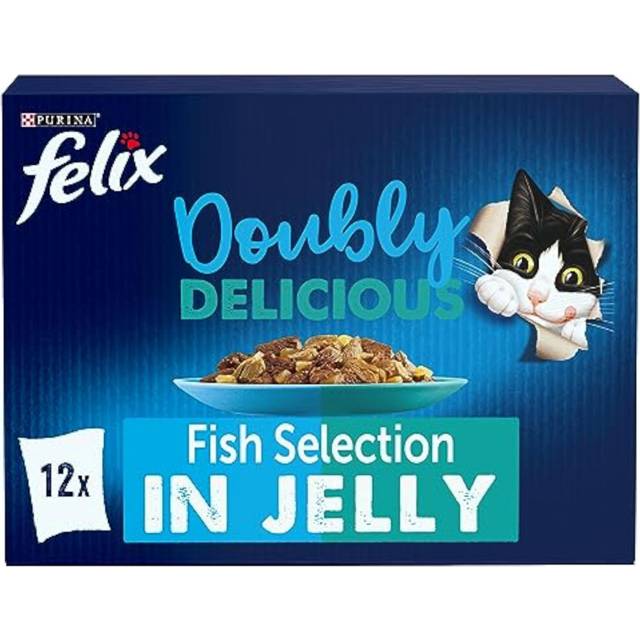 Felix Doubly Delicious Fish Cat Food 12x100g, Pack of 4