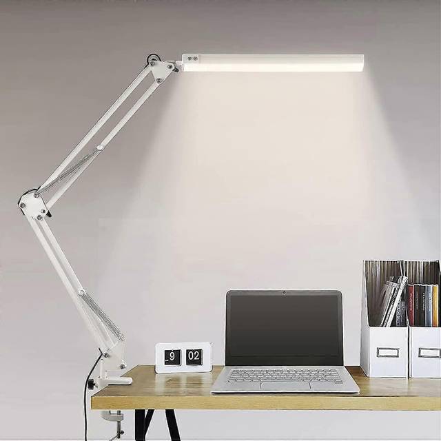 (As show, One size) led desk lamp, 14w foldable architect table lamp with clamp, 10 brightness levels x 3 color modes, adjustable table lamp