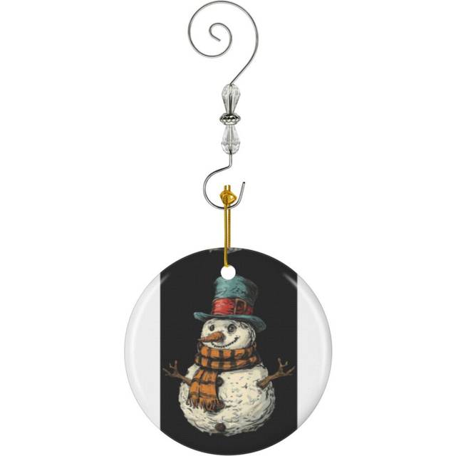 (Vintage Christmas Snowman 03_1116) Christmas Ornaments Ceramic with Crystal Hook Xmas Handmade Tree Decorations KeepsakeÂGifts Stocking Stuffer