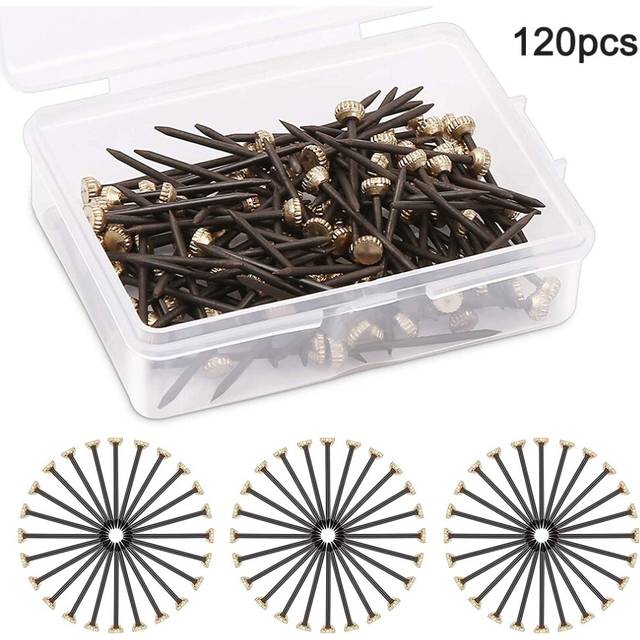 120 pieces Picture Hanging Nails Picture Frame Nails Black Steel Nails and Brass Head Picture Frame Hangers?1.4*25mm?