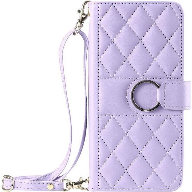 (Purple) Flip Case for Google Pixel 9 Card Slots Holder Kickstand Pu Leather Wallet Long Strap Magnetic
