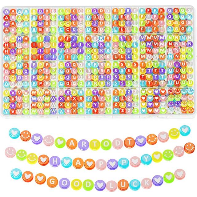 1400 Pieces Letter Beads for Friendship Bracelets Jewelry Making Kit, 28 Patterns and 8 Colors of Alphabet Beads, Preppy Assorted Beads for Teen Girl